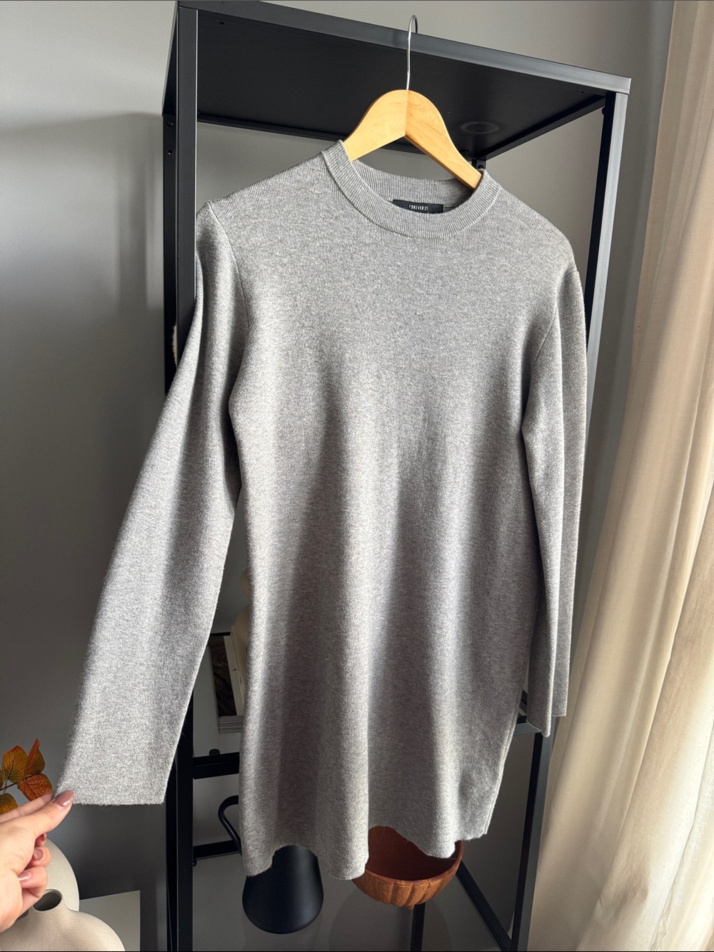 Women's dress Crewneck Knit Dress - Light Gray